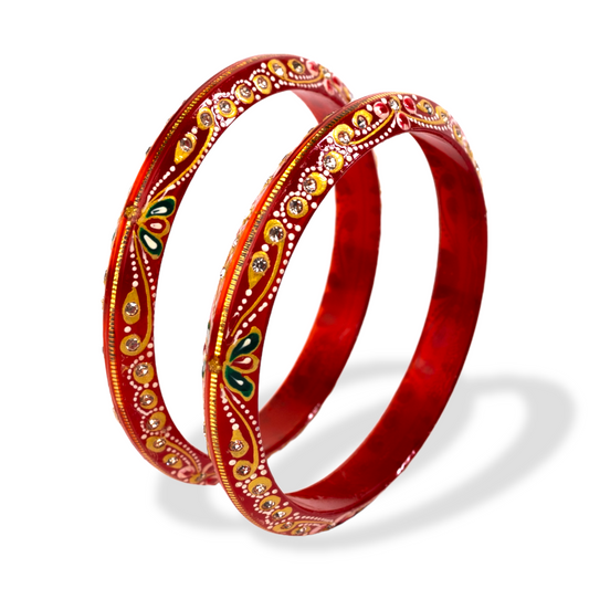 "Front view of Handmade 22kt (916) Yellow Gold Pola Bangles"