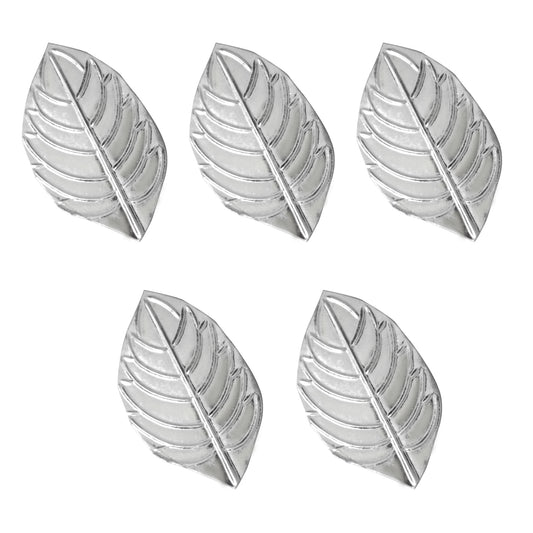 97%-99% Pure Silver Puja, Pooja Item Set | Combo of 5 Tulsi Paan(Basil) for Puja, Gift and Mandir | Silver Pack of 5 pcs