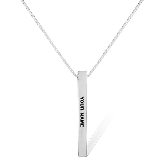 925 Silver Name Bar Pendant with Chain