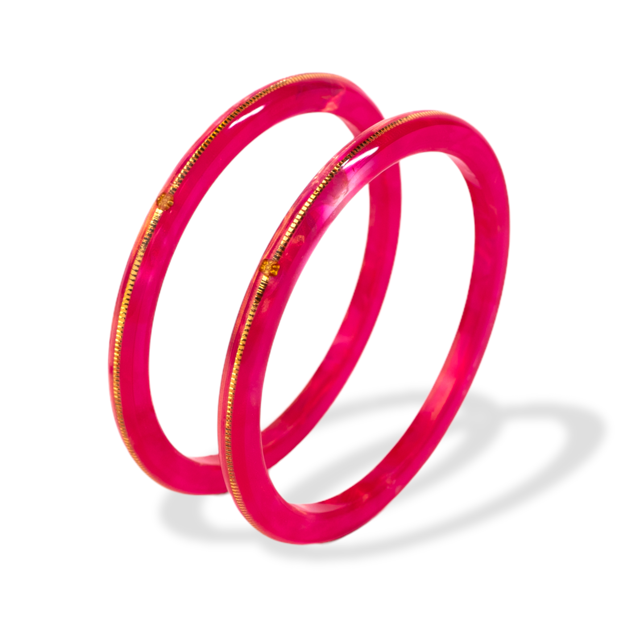 Hem Jewels 22kt 916 Yellow Gold Pola Bangles Hot Pink