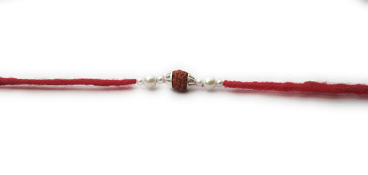 Traditional Silver Rakhi  with Design 1 - White background