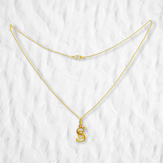 18K Gold Chain with Name Initial Pendant
