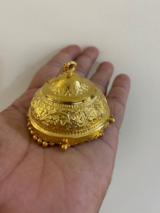 22K Gold Chattar of 2 Inch- Handcrafted with Famous Kutchi Carving