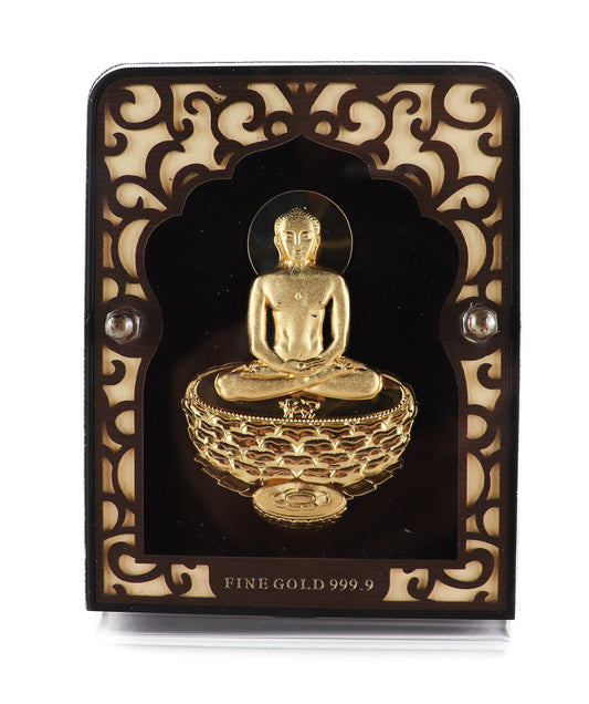 24k Pure Gold Foil Mahaveer Frame - 4x3 Inches