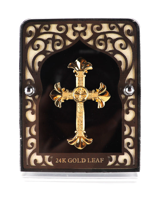 24k Pure Gold Foil Cross of Jesus Frame - 4x3 Inches