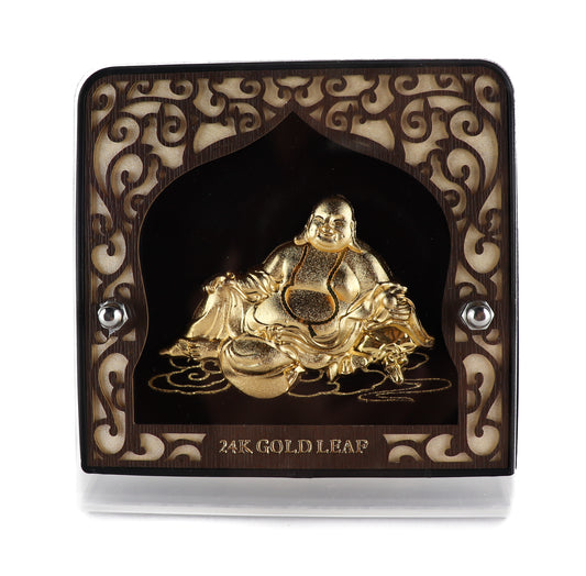 24k Pure Gold Foil Laughing Buddha Frame - 4x3 Inches