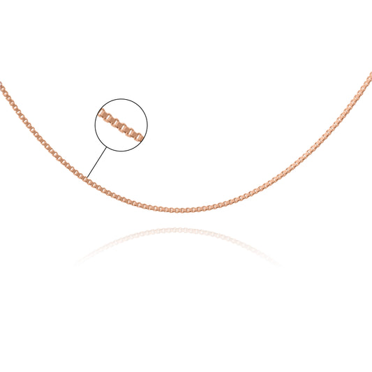 Hem Jewels 925 Sterling Silver Rose Gold Plated Italian Box Chain Necklace With Spring Ring Clasp For Women & Girls (18 Inch)