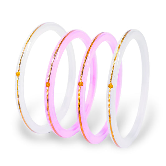 "Front view of Handmade 22kt (916) Yellow Gold Pola Bangles"