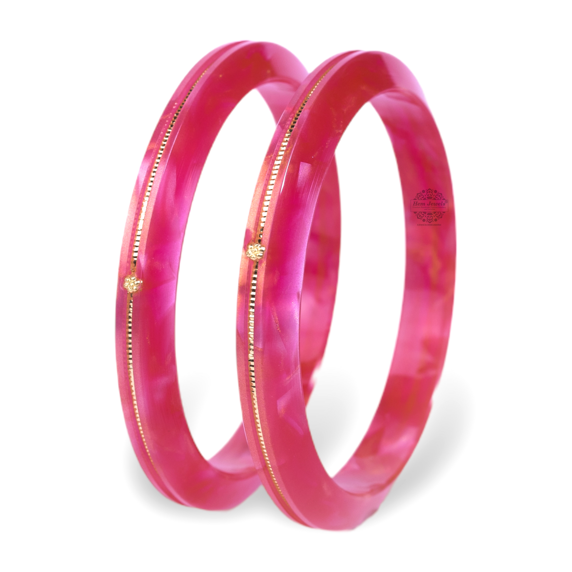 Hem Jewels 22kt (916) Yellow Gold Handmade Pola Bangles (Set Of 2) | Wedding Chooda/Churas For Women With Purity Certificate - Red