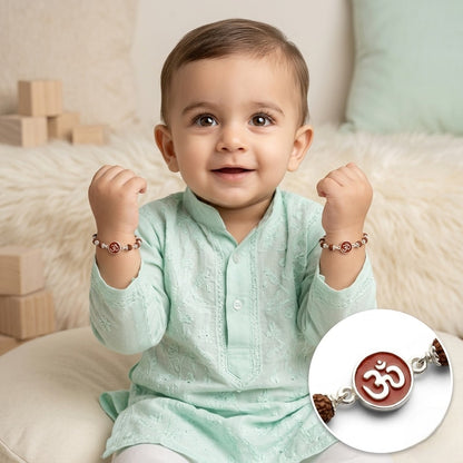925 Sterling Silver rudraksh with om baby Nazariya (0-2 years)