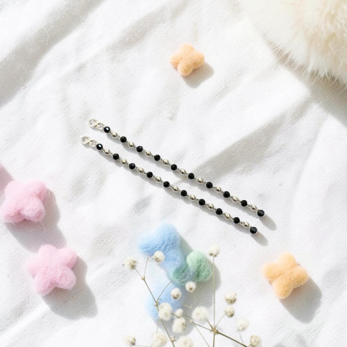 925 Sterling Silver Black and Silver Beads Baby Nazariya (0-2 years)
