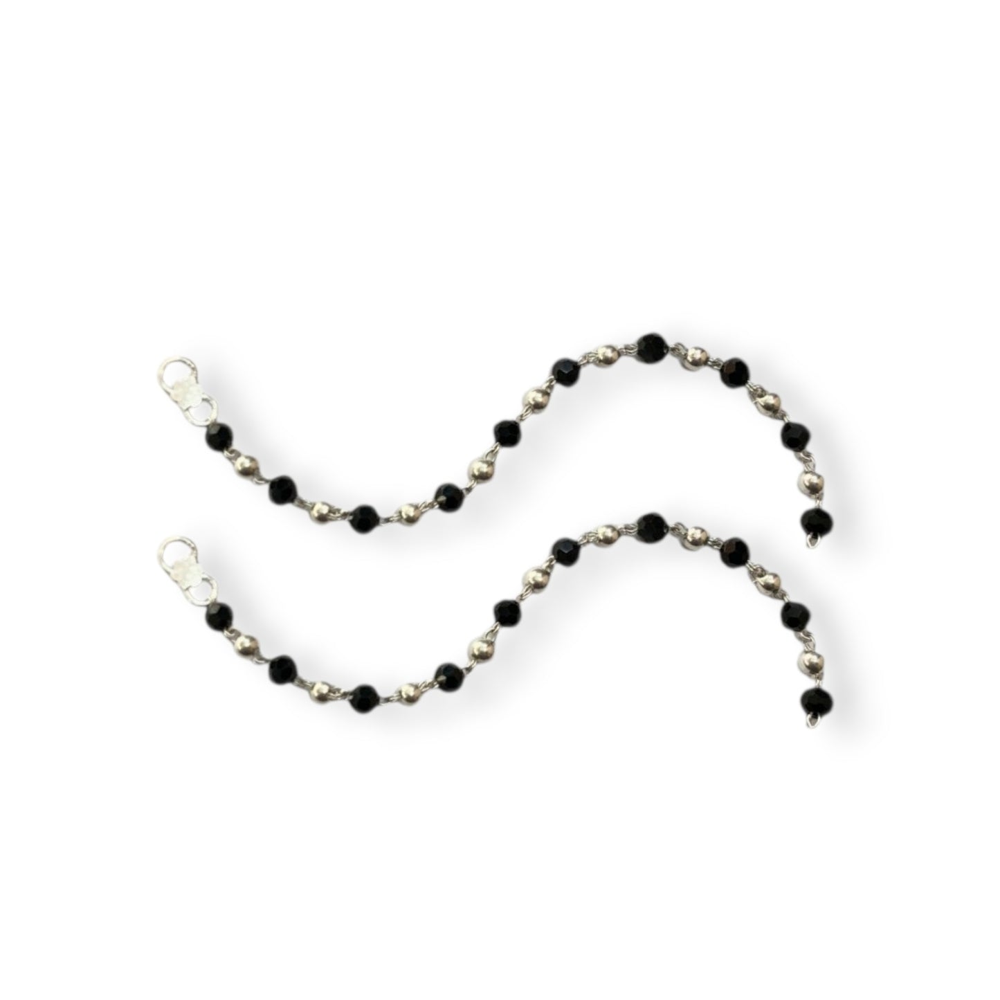 925 Sterling Silver Black and Silver Beads Baby Nazariya (0-2 years)