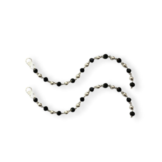 925 Sterling Silver Black and Silver Beads Baby Nazariya (0-2 years)