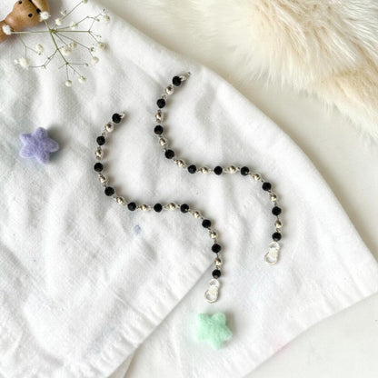 925 Sterling Silver Black and Silver Beads Baby Nazariya (0-2 years)