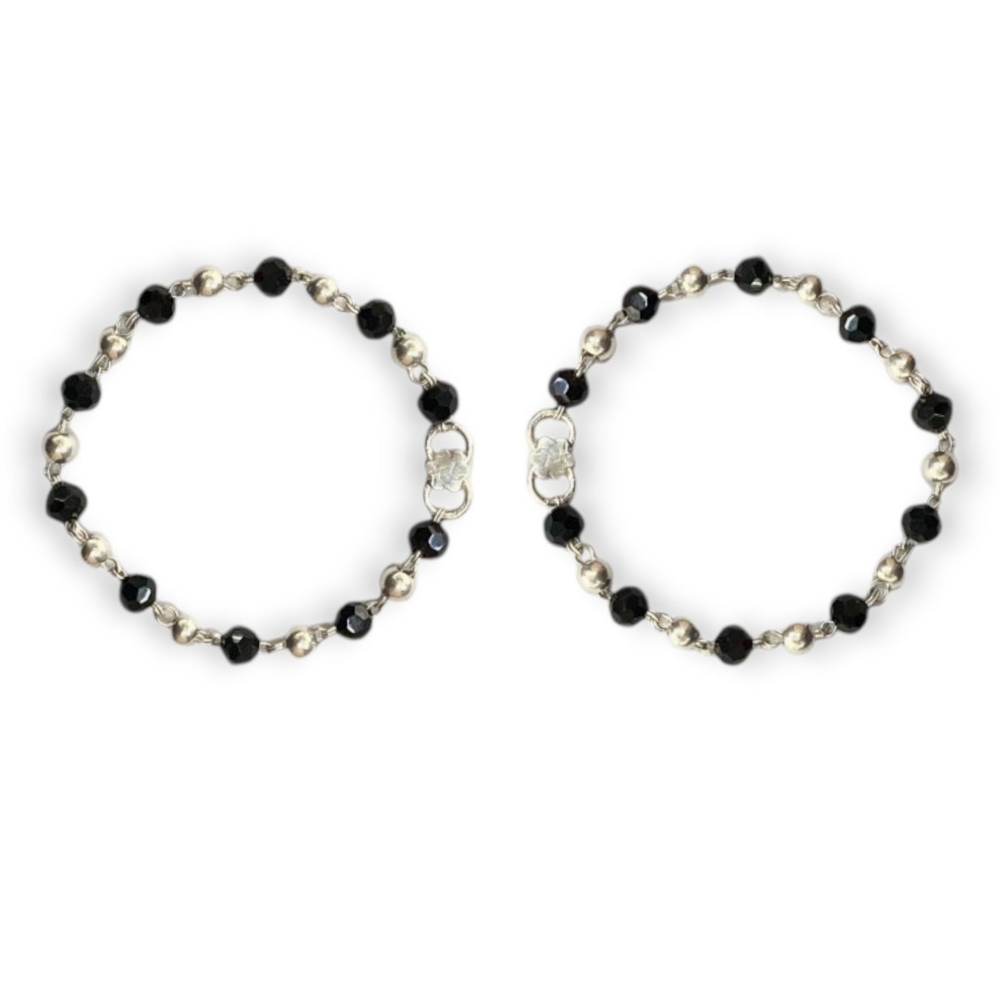 925 Sterling Silver Black and Silver Beads Baby Nazariya (0-2 years)