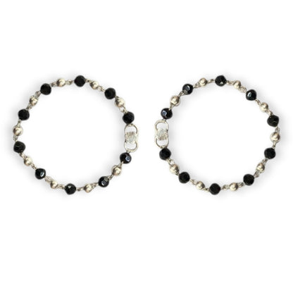925 Sterling Silver Black and Silver Beads Baby Nazariya (0-2 years)
