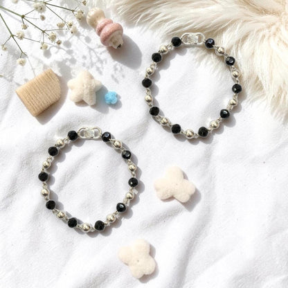 925 Sterling Silver Black and Silver Beads Baby Nazariya (0-2 years)