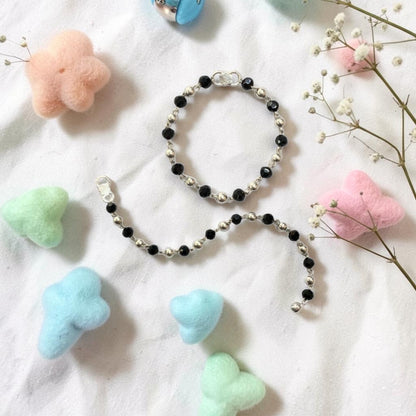 925 Sterling Silver Black and Silver Beads Baby Nazariya (0-2 years)