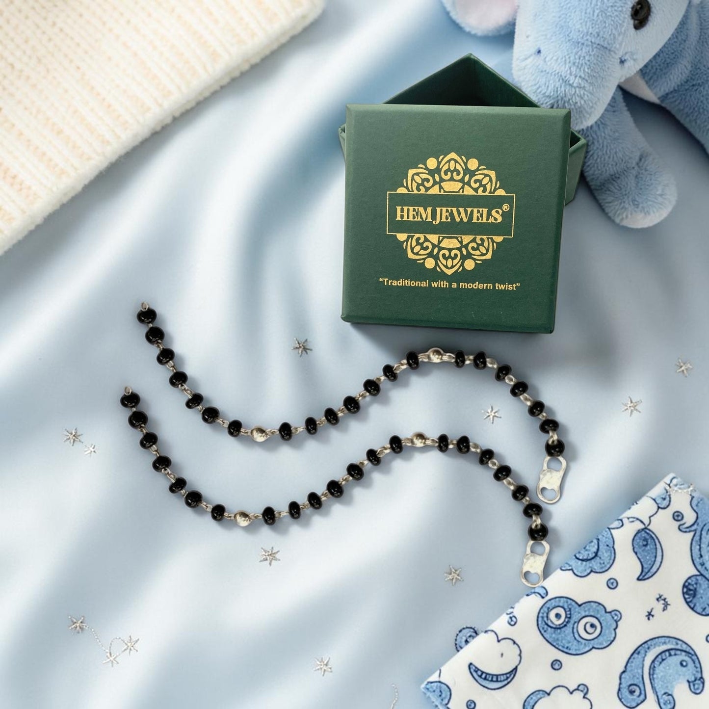 925 Sterling Silver Classic Black Bead Baby Nazariya (0-2 years)