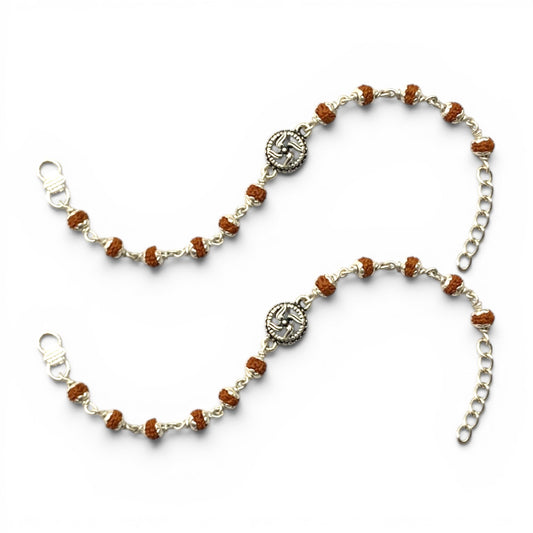 925 Sterling Silver Rudraksha  swastika baby Nazariya (0-2 years)