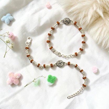 925 Sterling Silver Rudraksha  swastika baby Nazariya (0-2 years)
