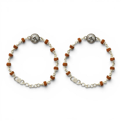 925 Sterling Silver Rudraksha  swastika baby Nazariya (0-2 years)