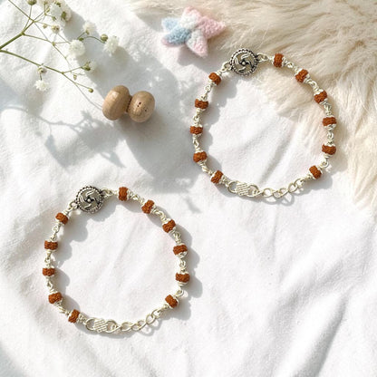 925 Sterling Silver Rudraksha  swastika baby Nazariya (0-2 years)
