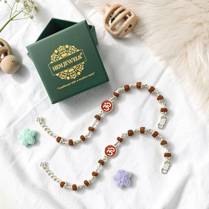 925 Sterling Silver rudraksh with om baby Nazariya (0-2 years)