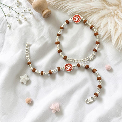 925 Sterling Silver rudraksh with om baby Nazariya (0-2 years)
