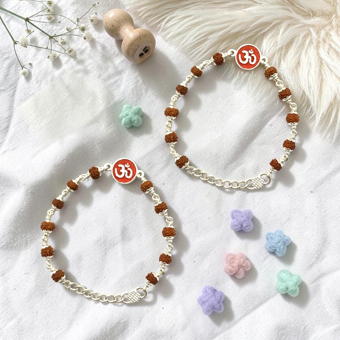 925 Sterling Silver rudraksh with om baby Nazariya (0-2 years)