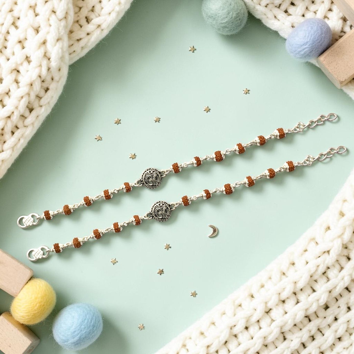 925 Sterling Silver Rudraksha Om baby Nazariya (0-2 years)