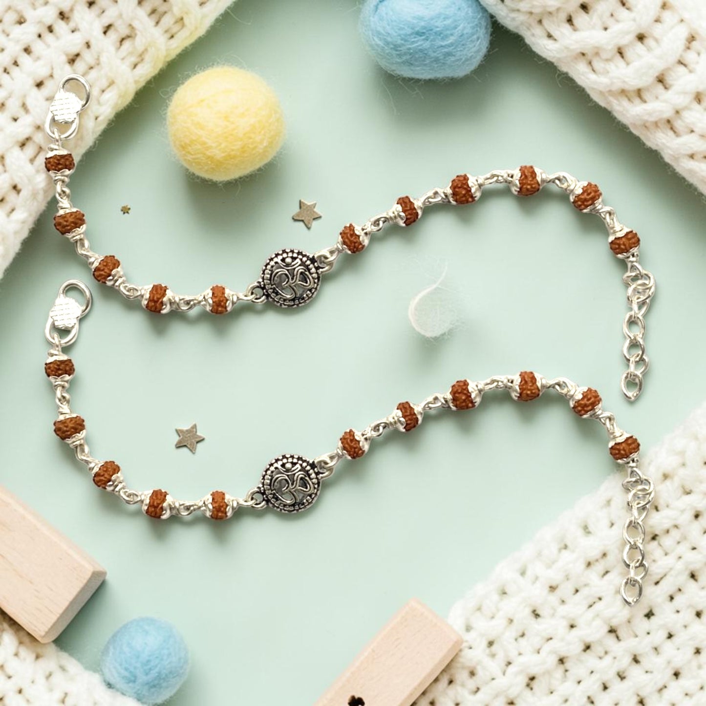 925 Sterling Silver Rudraksha Om baby Nazariya (0-2 years)