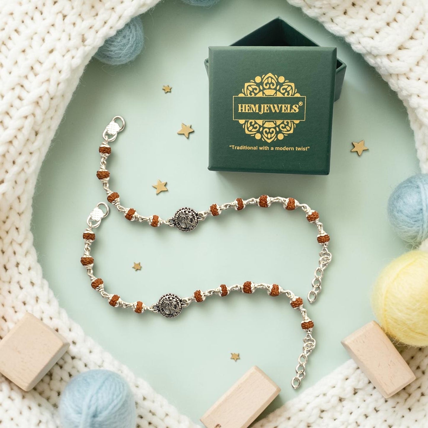 925 Sterling Silver Rudraksha Om baby Nazariya (0-2 years)