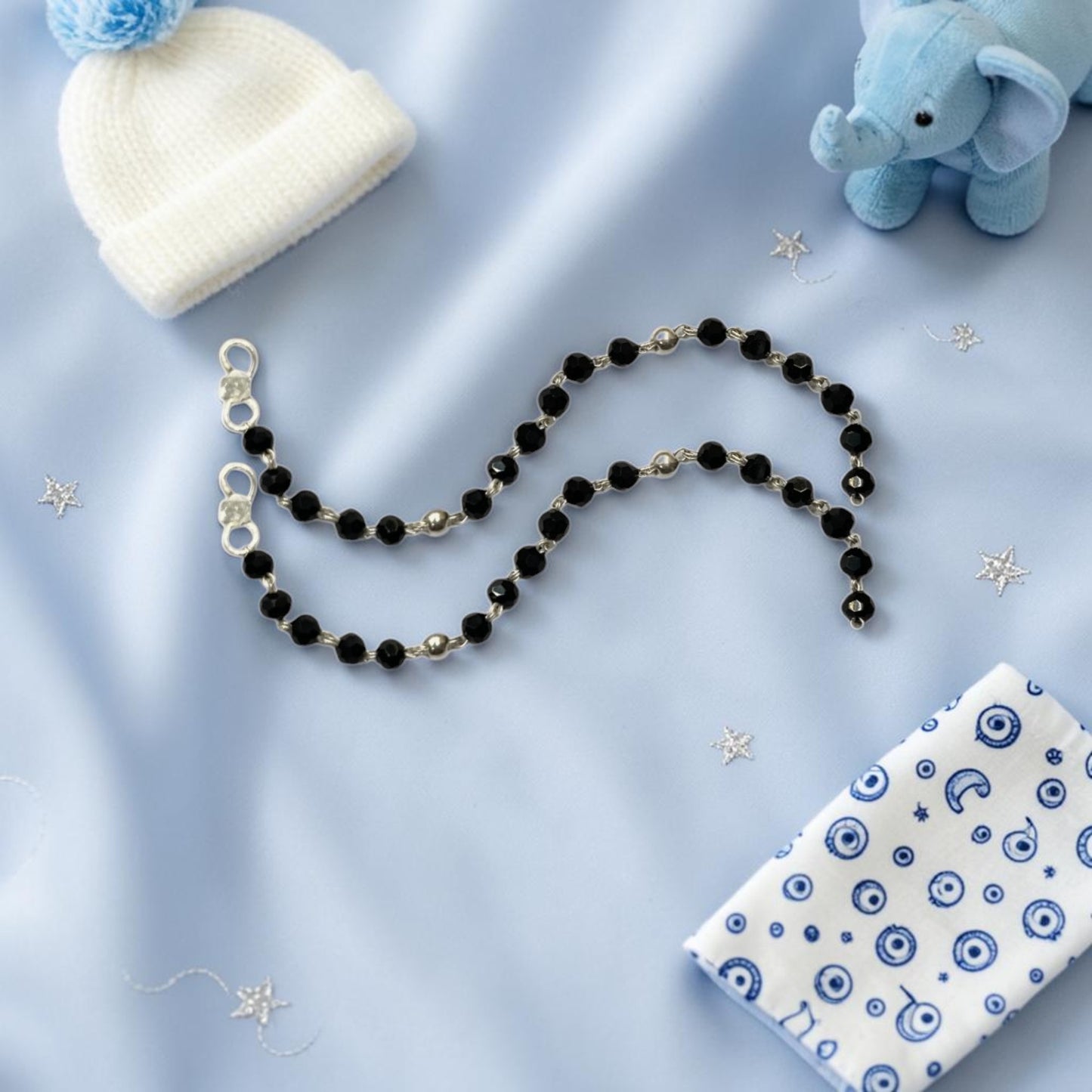 925 Sterling Silver black beads Baby Nazariya (0-2 years)