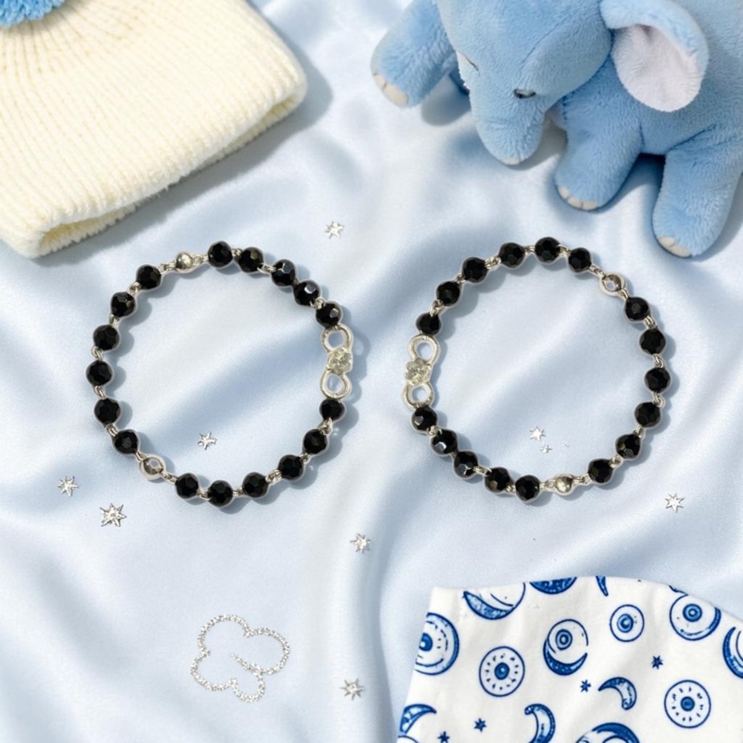 925 Sterling Silver black beads Baby Nazariya (0-2 years)