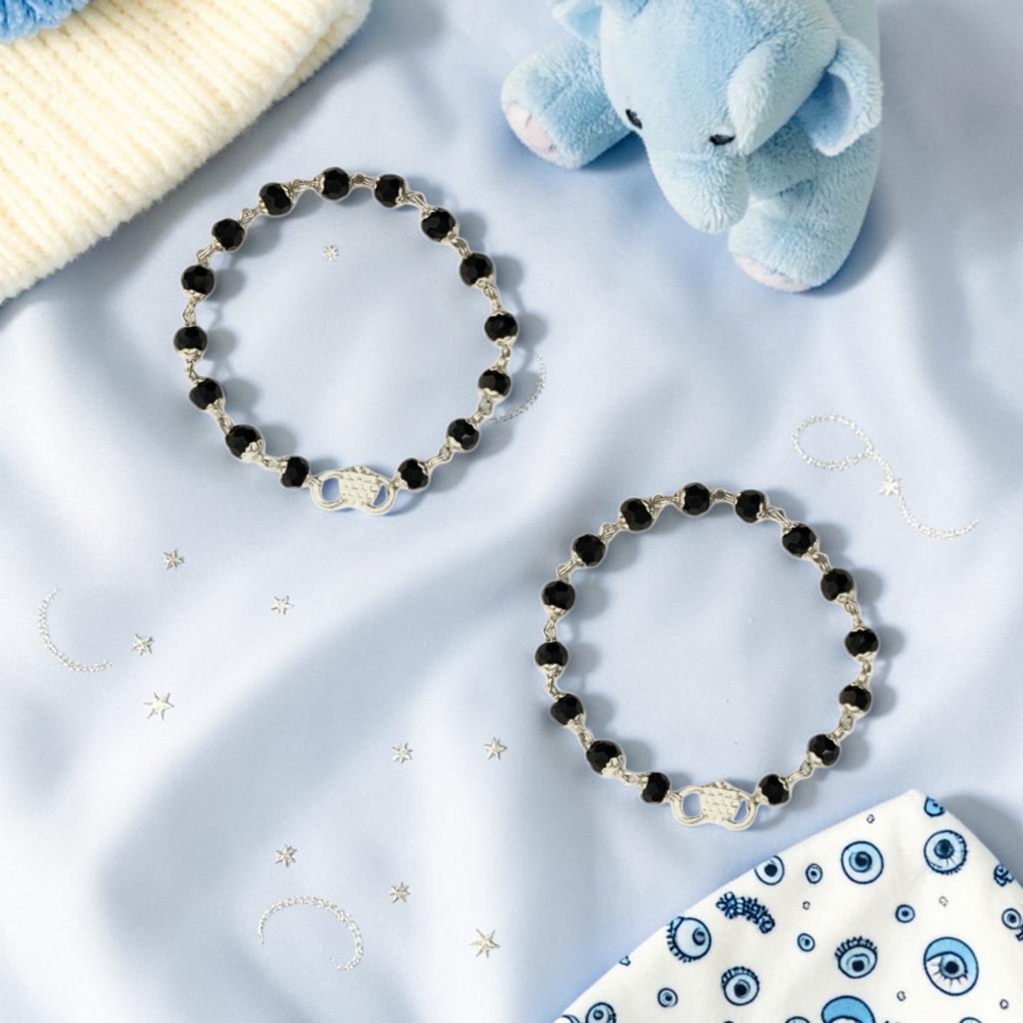 925 Sterling Silver Black Bead Baby Nazariya (0-2 years)
