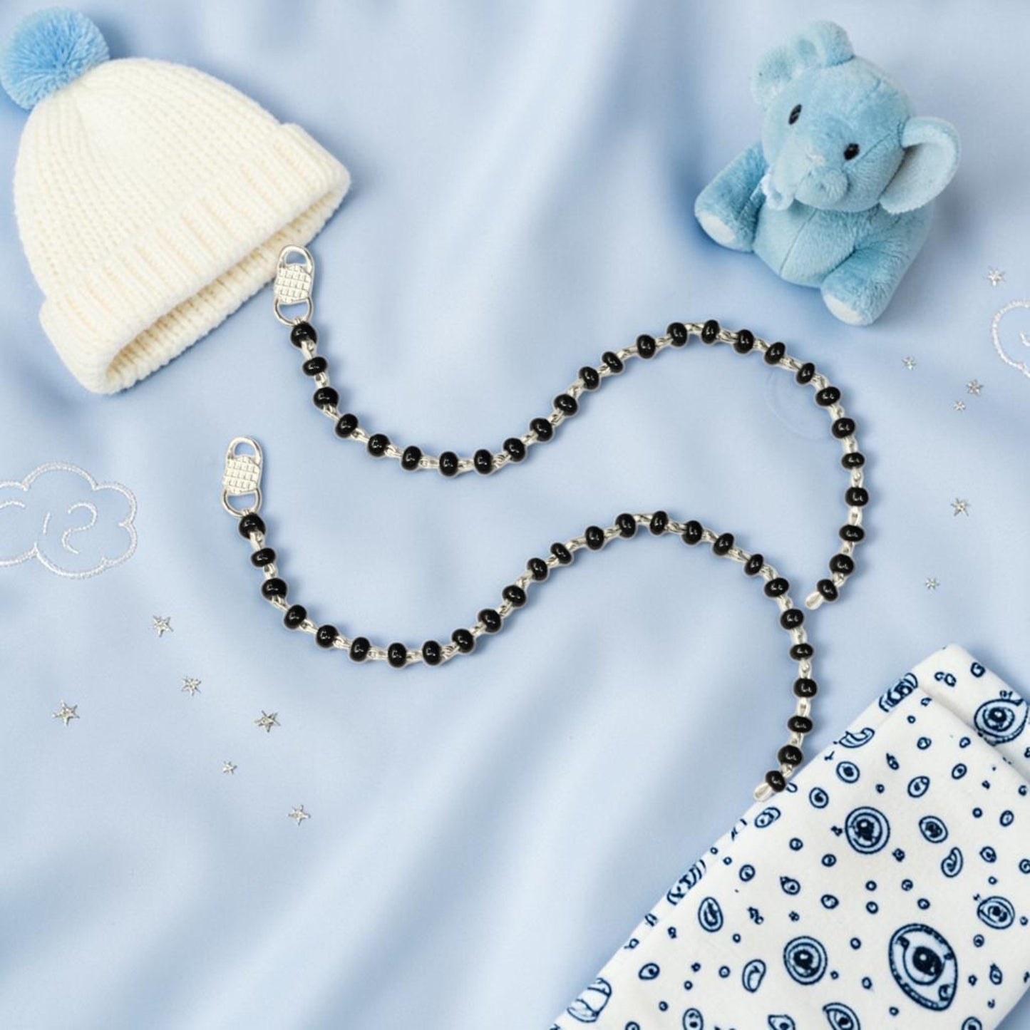 925 Sterling Silver Black Bead Baby Nazariya (0-2 years)