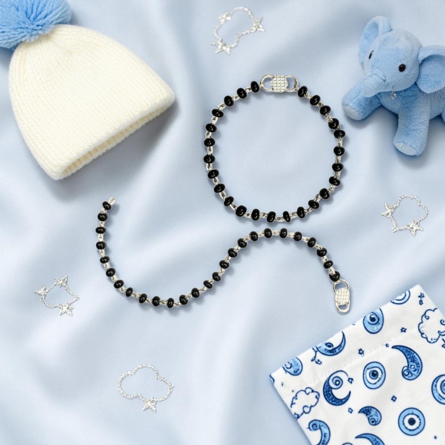 925 Sterling Silver Black Bead Baby Nazariya (0-2 years)