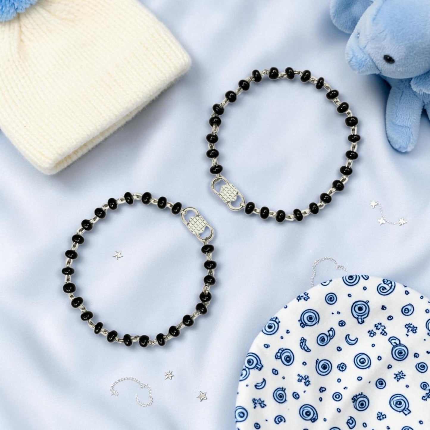 925 Sterling Silver Black Bead Baby Nazariya (0-2 years)