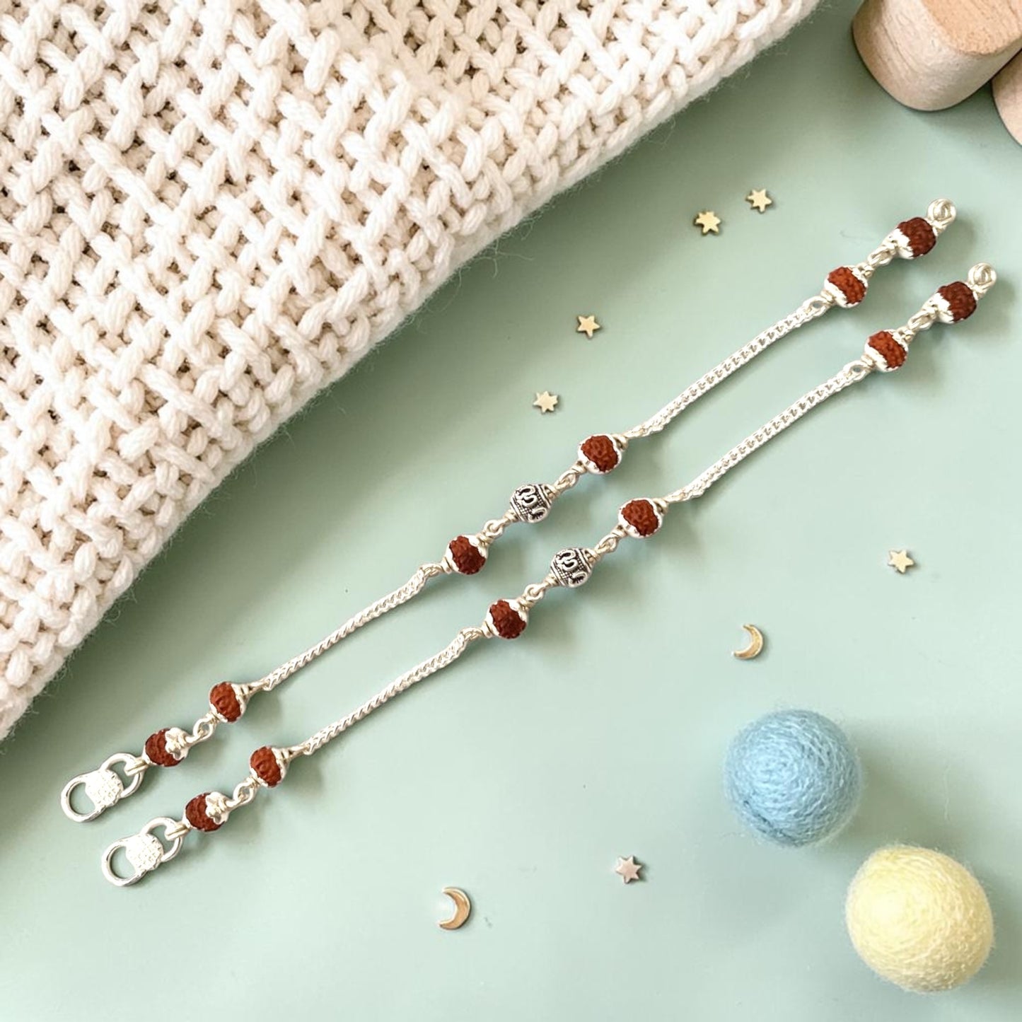 925 Sterling Silver Rudraksha Om Charm baby Nazariya (0-2 years)