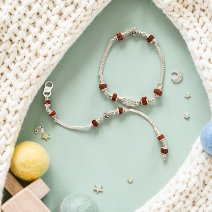 925 Sterling Silver Rudraksha Om Charm baby Nazariya (0-2 years)