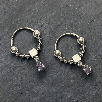 925 Sterling Silver Earrings ( Oxidise Element )