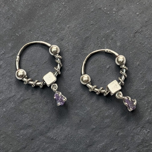 925 Sterling Silver Earrings ( Lavender )