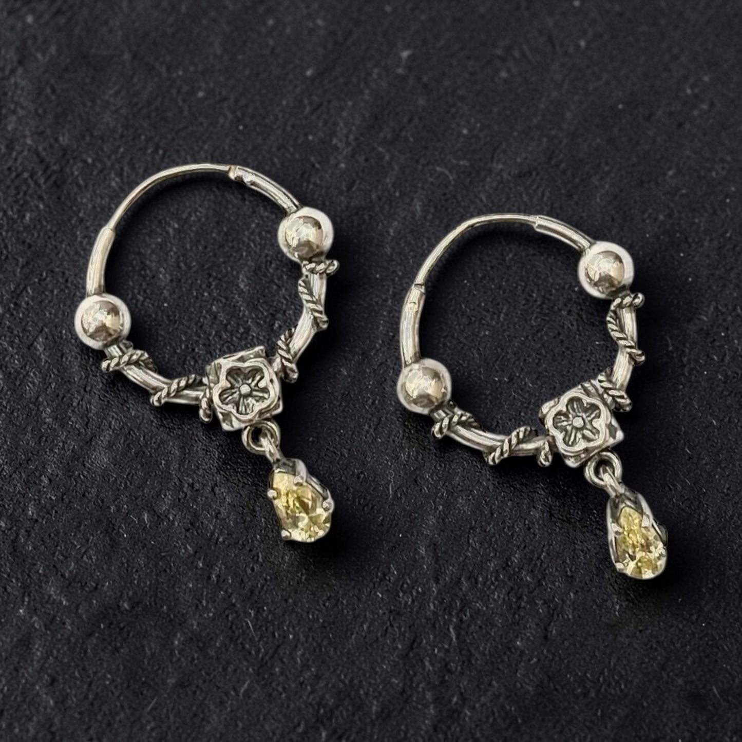 925 Sterling Silver Earrings ( Yellow )