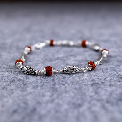 925 Pure Silver Rudraksha Rakhi for Brother | Silver Rakhi For Brother | Design: Pure Essence (HJRKH9-86)