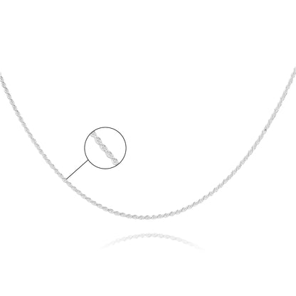 Hem Jewels 925 Sterling Silver Rope Chain Necklace With Lobster Clasp For Women Girls (18 Inch)